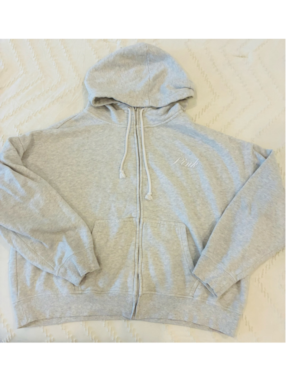 Victoria's Secret PINK Zip-Up cropped Hoodie Grey Size L